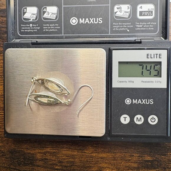 VTG Solid Sterling Silver 925 White Quartz Dangle Earrings Size 2" Length - Picture 10 of 10